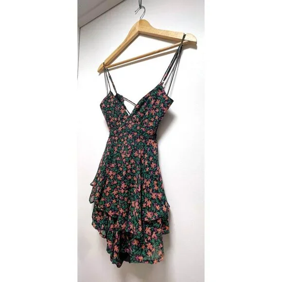 Floral Romper Shorts Womens Size XS Mahina Hawaii Floral Print Chiffon Backless - Picture 9 of 12